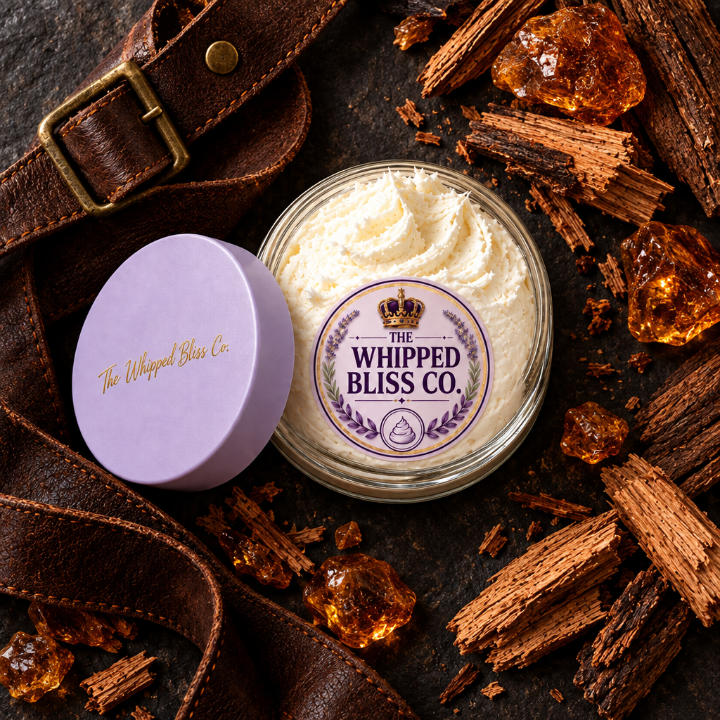 Leather Body Butter ingredient flat lay