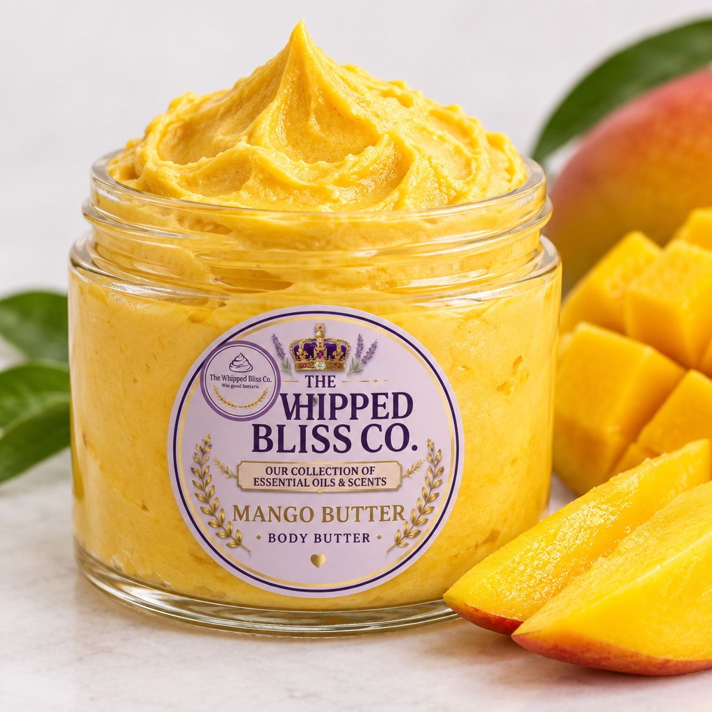 Close-up of whipped mango body butter texture