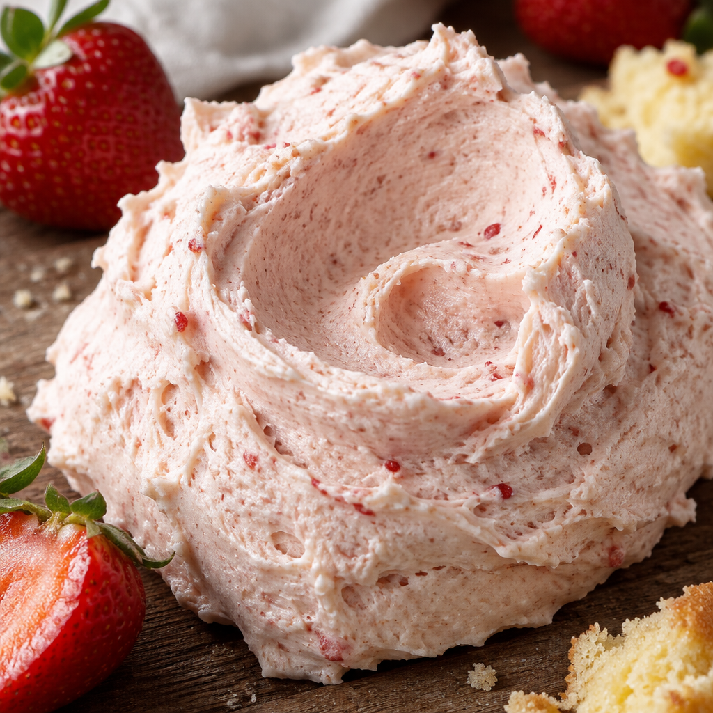 Close-up of whipped Strawberry Shortcake Body Butter texture