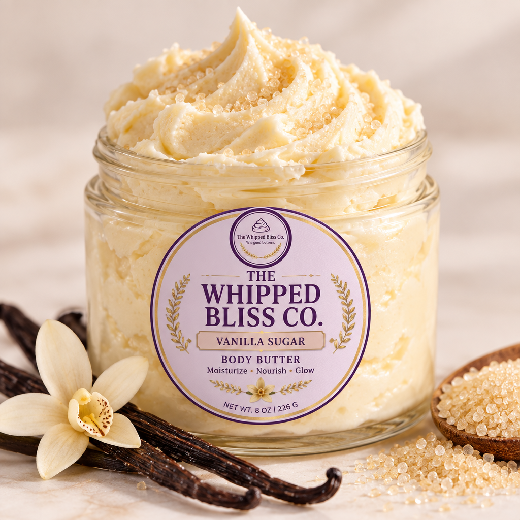 Close-up of whipped warm vanilla sugar body butter texture
