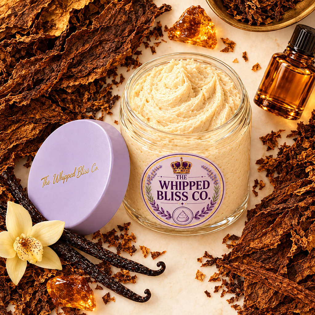 Sweet Tobacco Body Butter ingredient flat lay