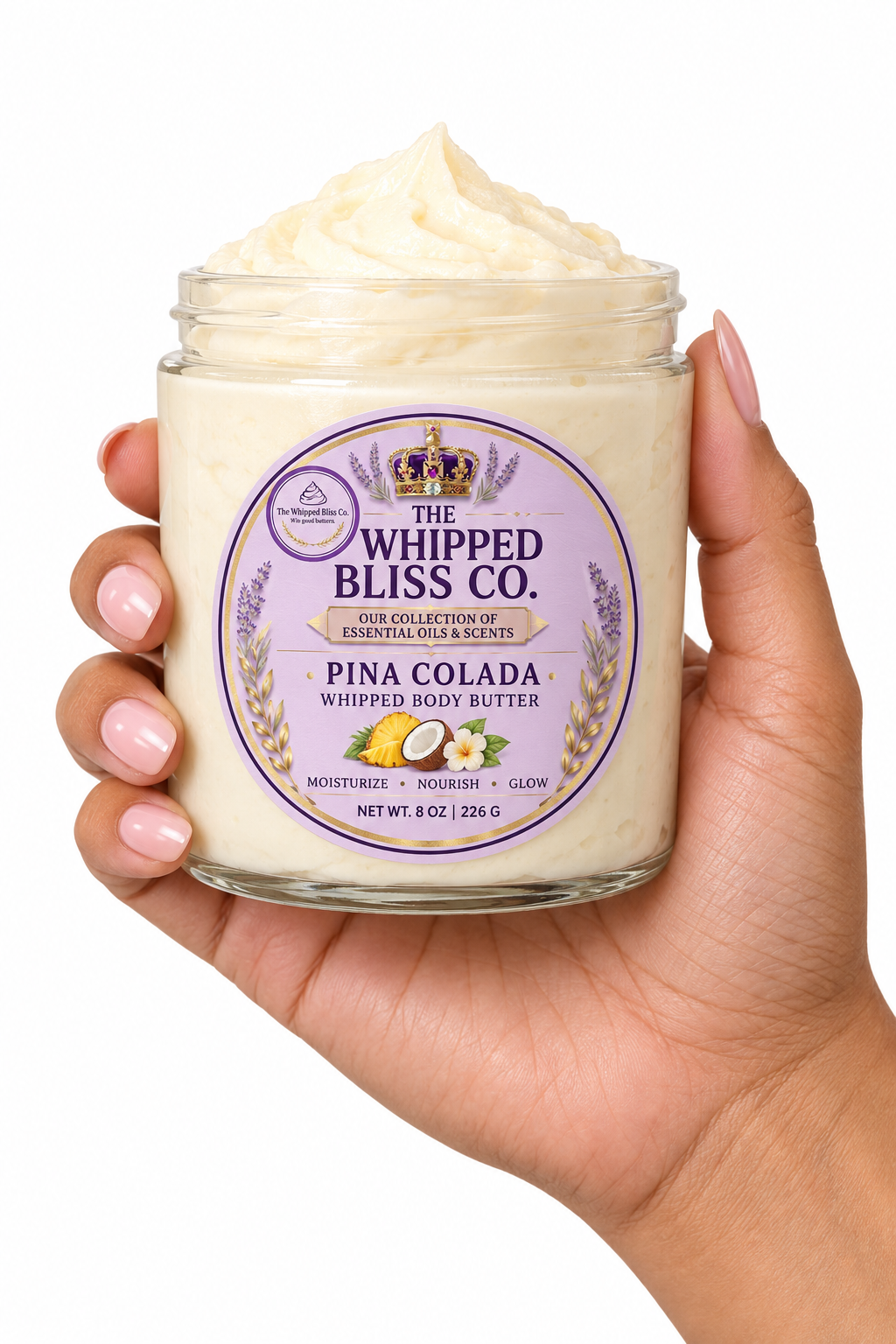 Scale reference of pina colada body butter jar