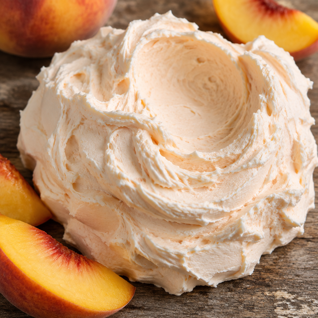 Close-up of whipped Peaches & Cream Body Butter texture