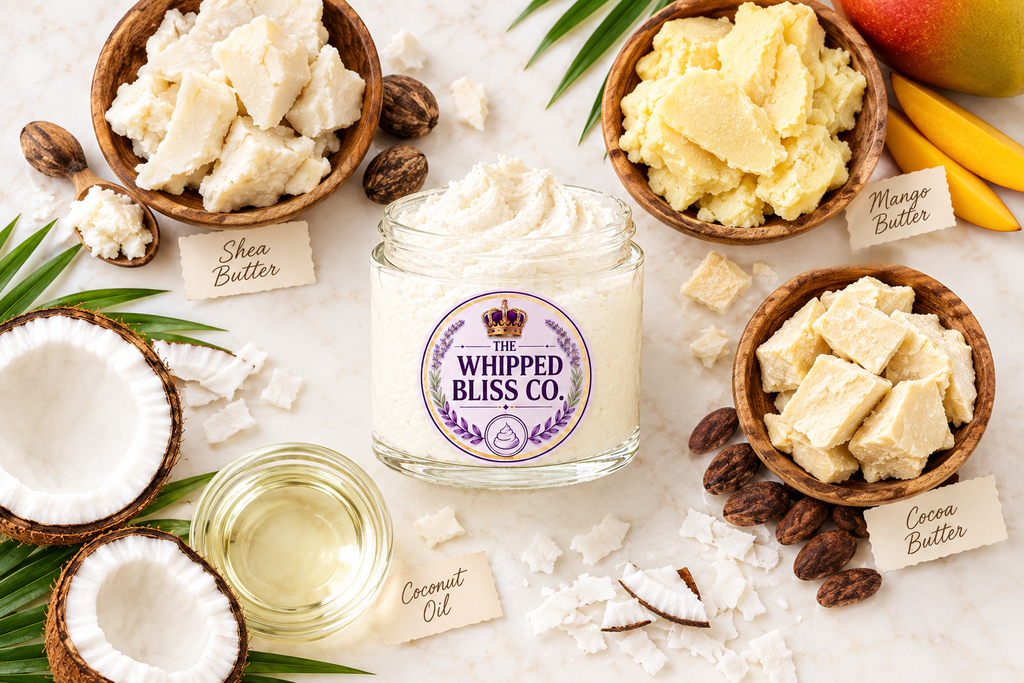 Coconut Body Butter ingredient flat lay