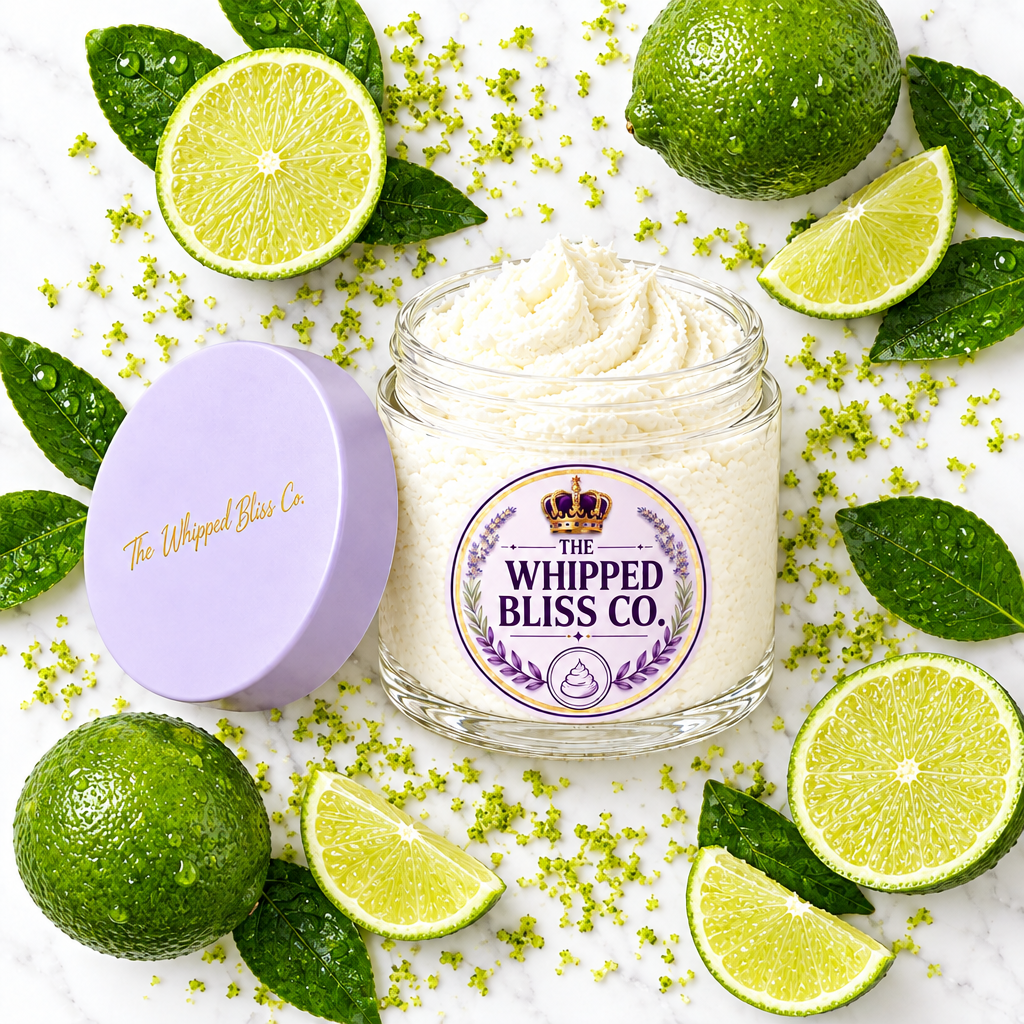 Lime Body Butter ingredient flat lay