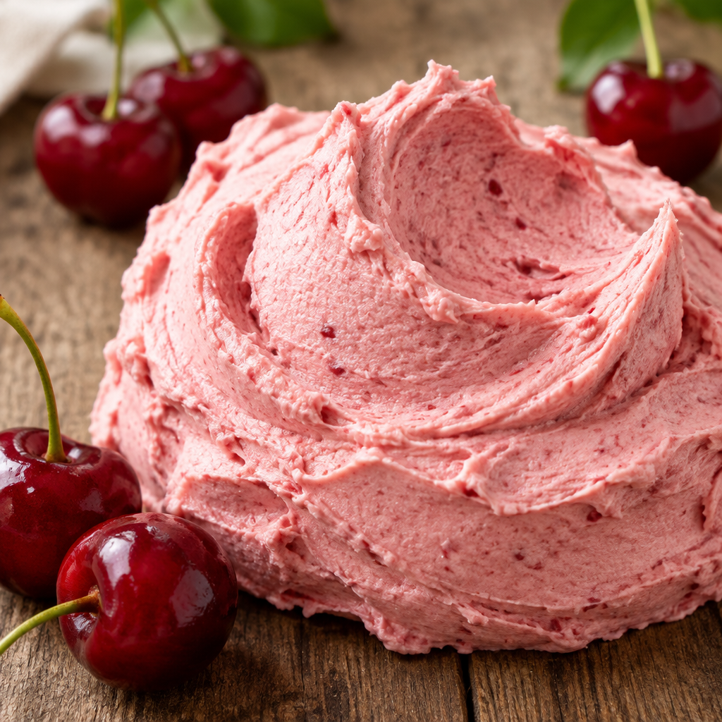 Close-up of whipped Red Cherry Body Butter texture