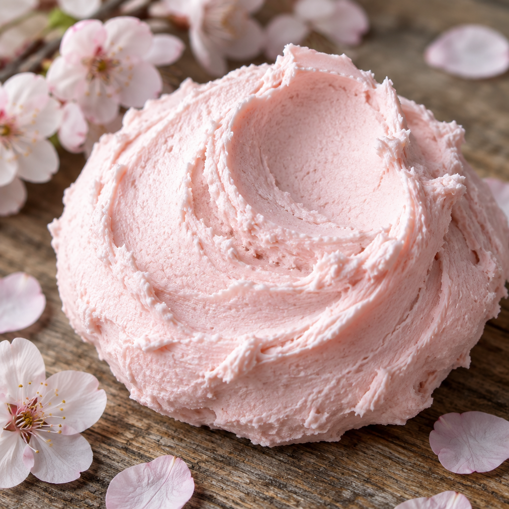 Close-up of whipped Cherry Blossom Body Butter texture