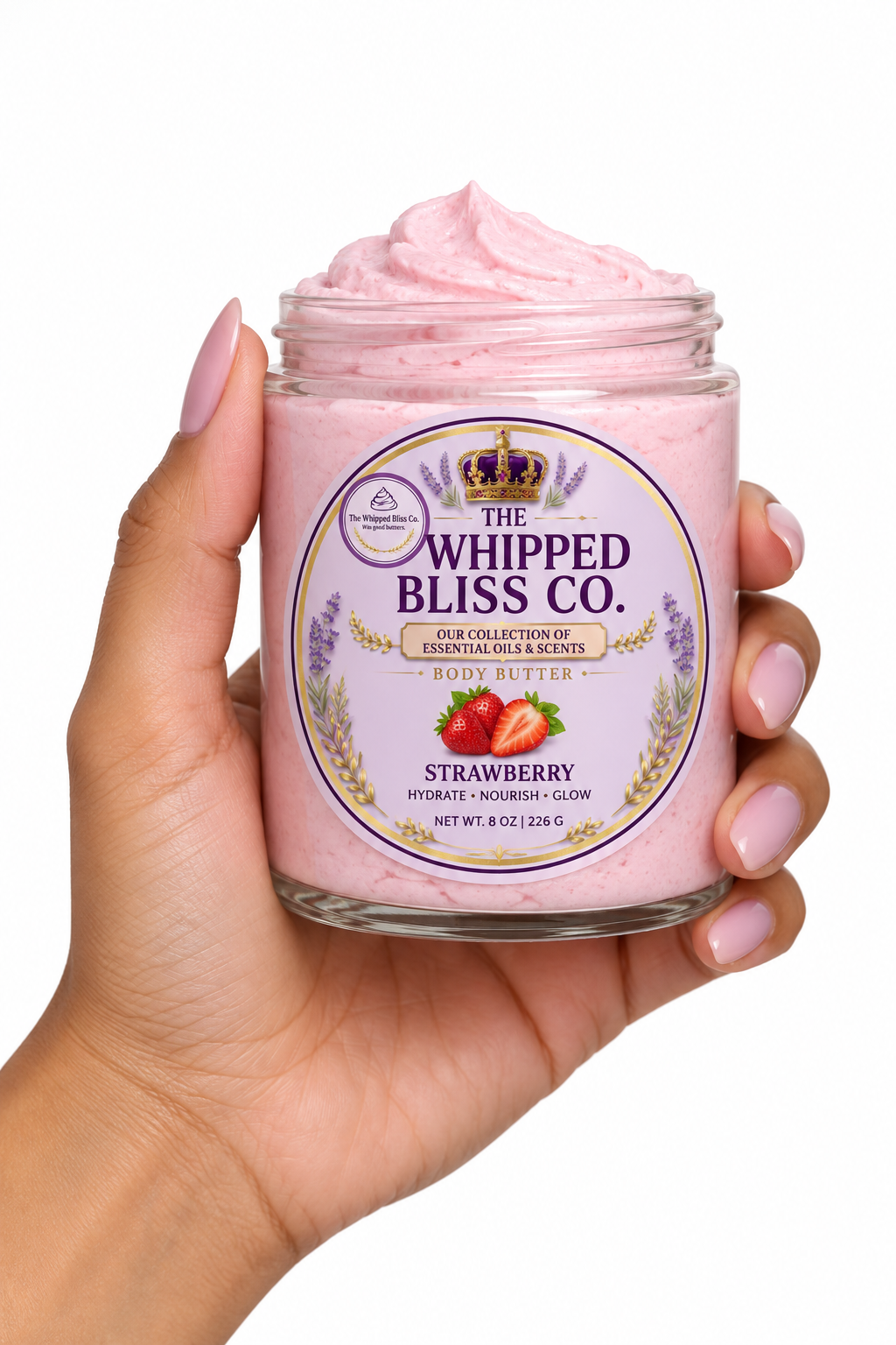 Scale reference of strawberry body butter jar