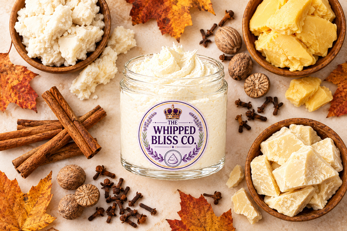 Harvest Spice Body Butter ingredient flat lay