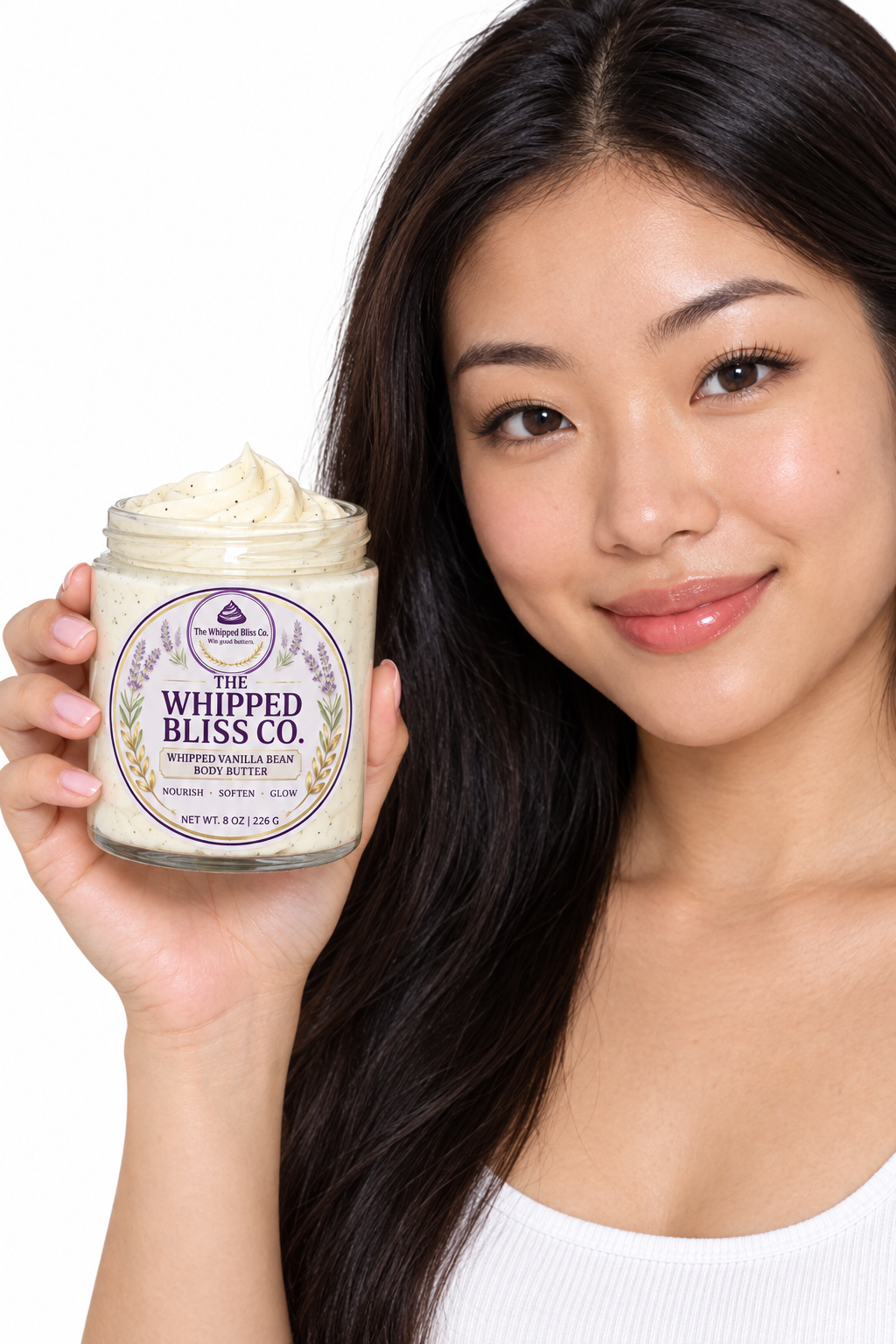 Scale reference of sweet vanilla bean body butter jar