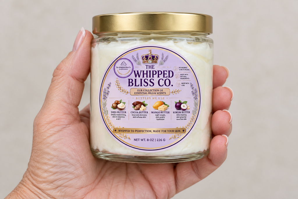 Cherry Blossom Body Butter jar scale reference in hand
